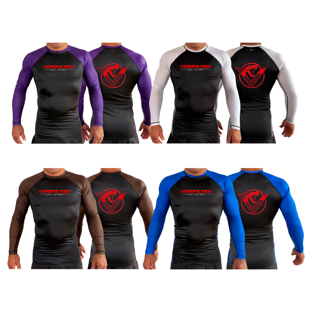 Vipers Den All Black Ranked Long Sleeve Rash Guards #8077 A