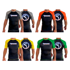 Shackelford's Martial Arts All Black Ranked Short Sleeve Rash Guards #8078 A