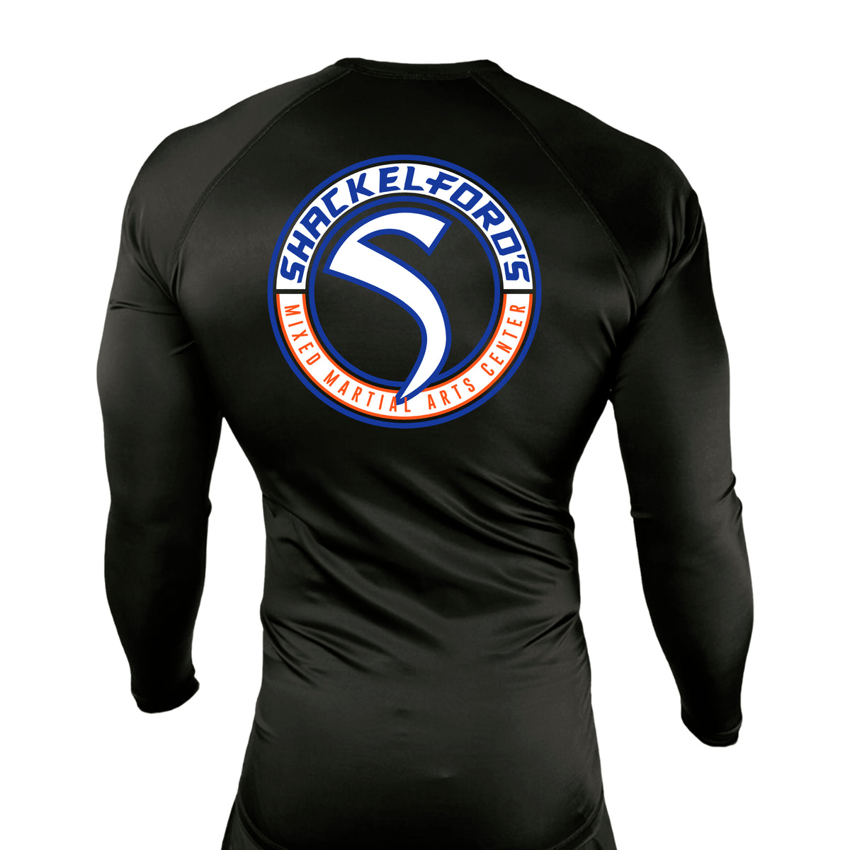 Shackelford's Martial Arts All Black Custom Rash Guards Long Sleeves #8078 A