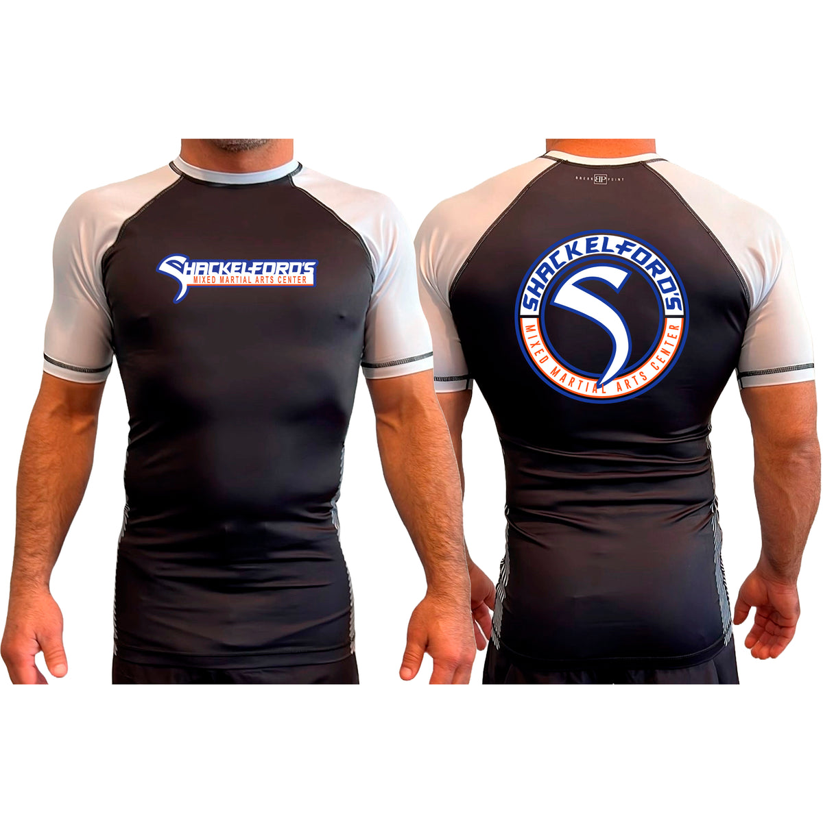 Shackelford's Martial Arts All Black Ranked Short Sleeve Rash Guards #8078 A