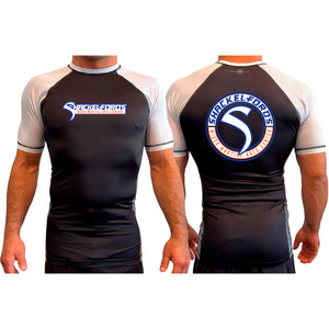 Shackelford's Martial Arts All Black Ranked Short Sleeve Rash Guards #8078 A