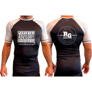 RGAcademy New Creation All Black Ranked Short Sleeve Rash Guards #8079 E