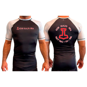 Nine Realms MMA All Black Ranked Short Sleeve Rash Guards #8080 A