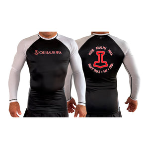 Nine Realms MMA All Black Ranked Long Sleeve Rash Guards #8080 A
