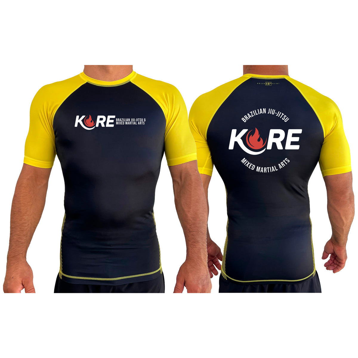 Kore BJJ All Black Ranked Short Sleeve Rash Guards #8081 A