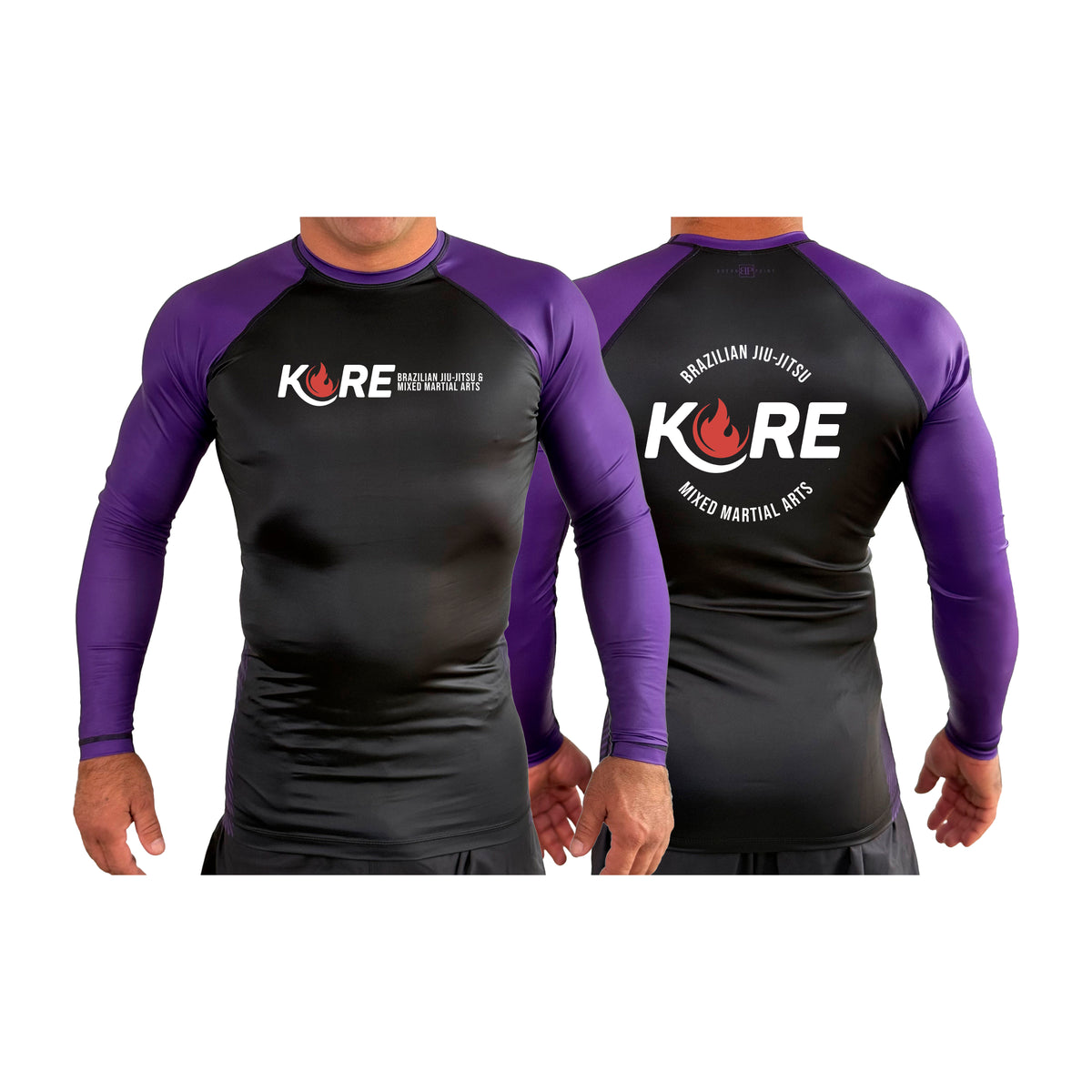 Kore BJJ All Black Ranked Long Sleeve Rash Guards #8081 A