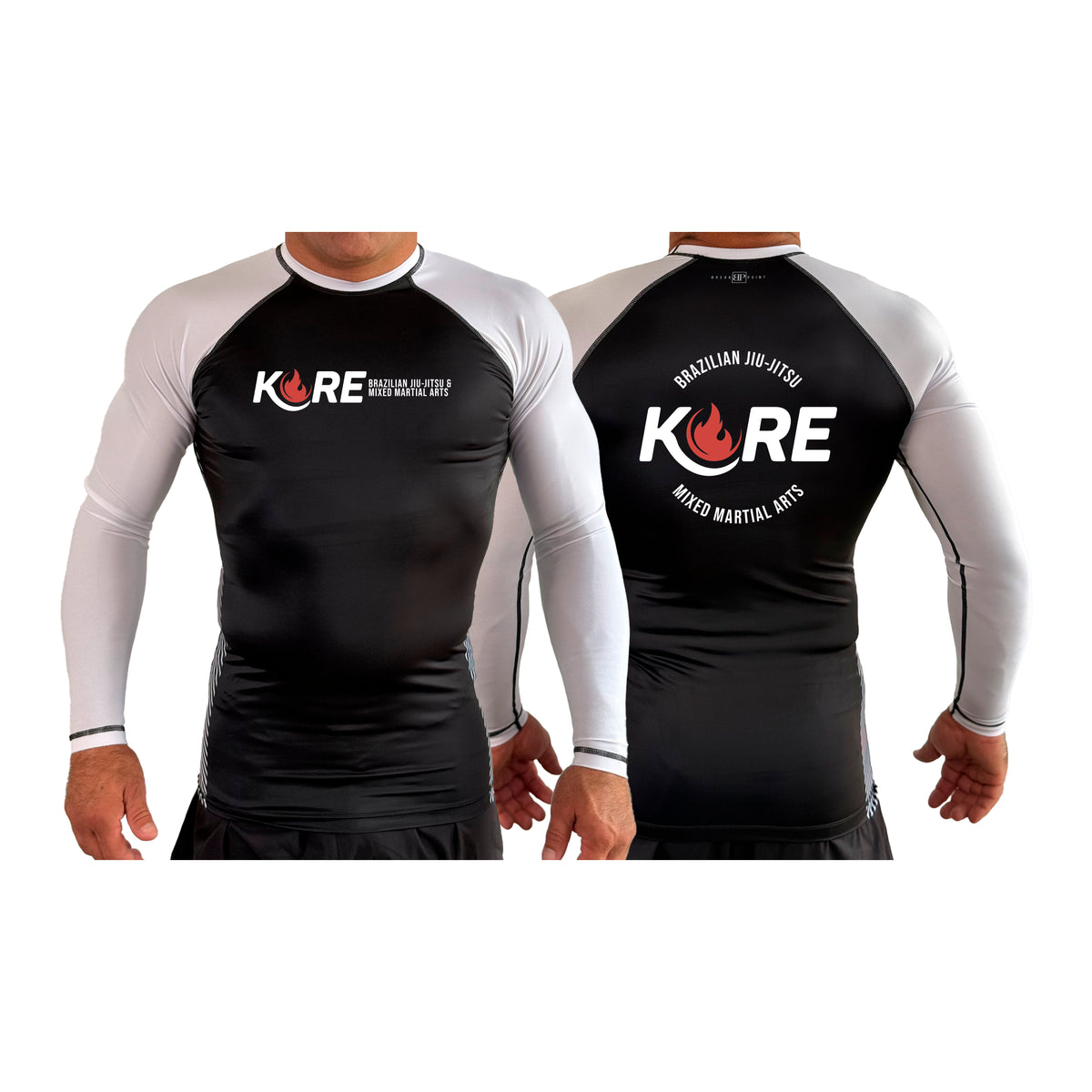 Kore BJJ All Black Ranked Long Sleeve Rash Guards #8081 A
