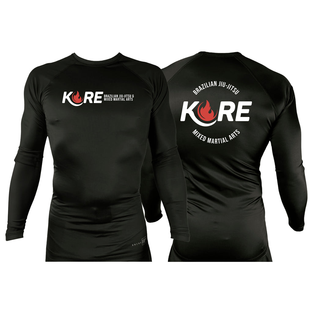 Kore BJJ All Black Custom Rash Guards Long Sleeves #8081 A