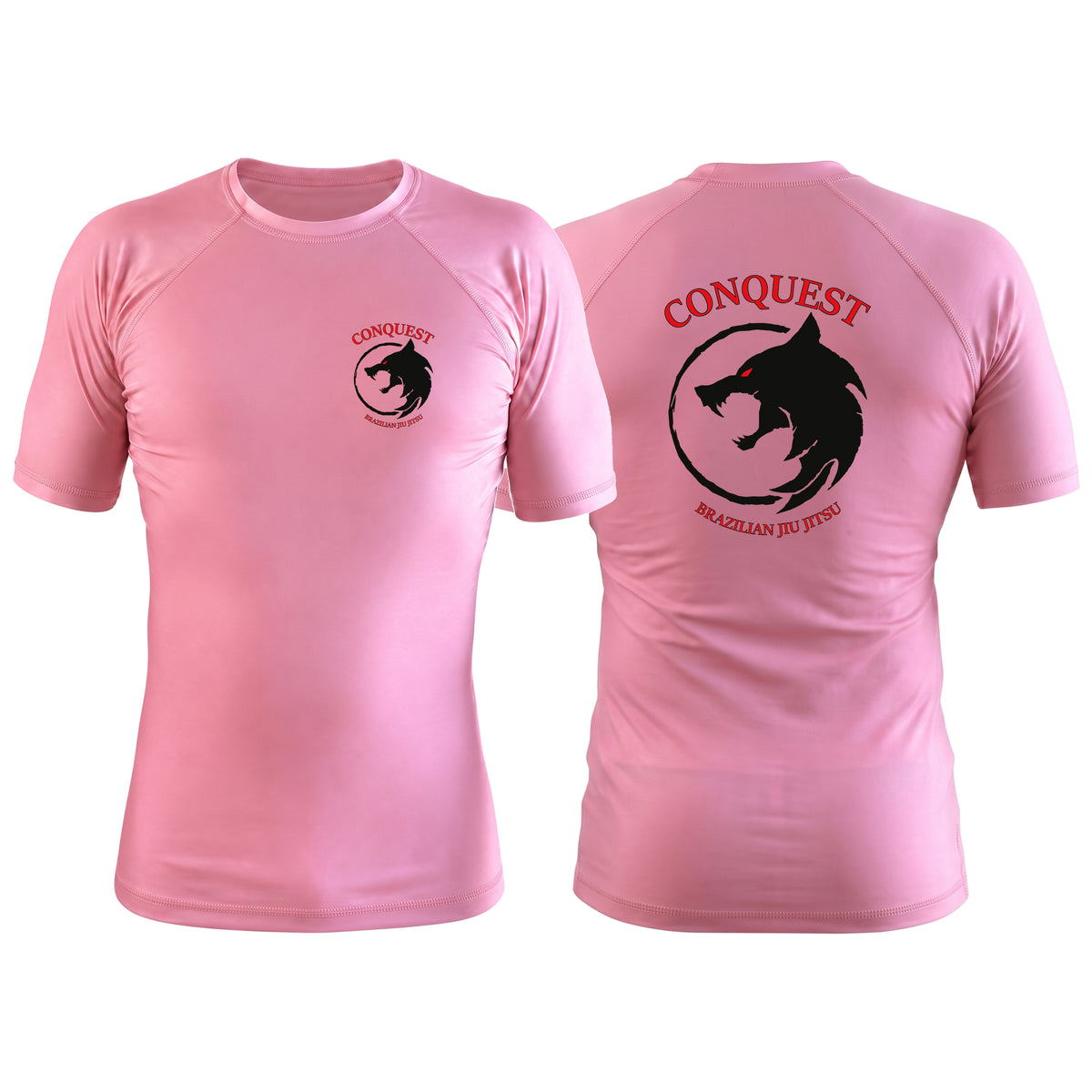 Conquest BJJ Pink Custom Rash Guards Short Sleeve #8082 A