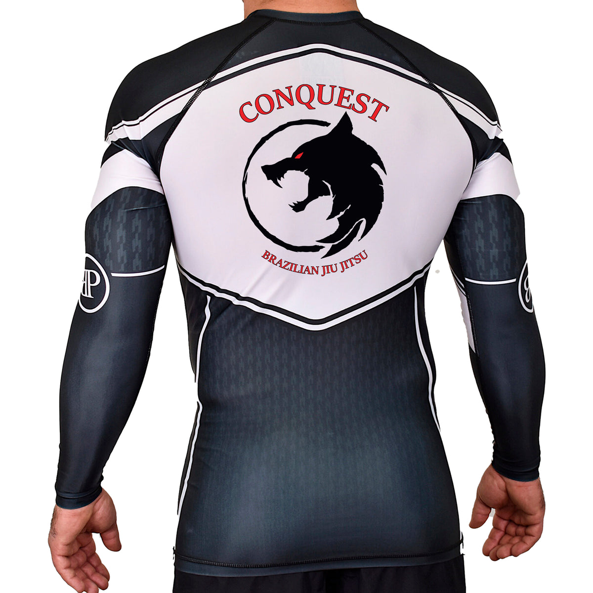 Conquest BJJ Academy Rash Guards Black/White #8082 A
