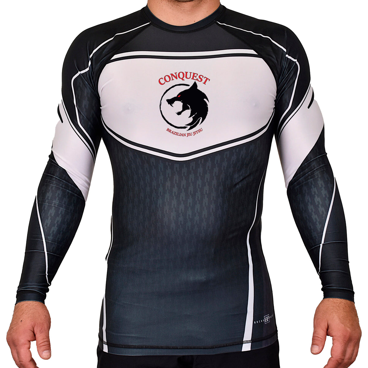 Conquest BJJ Academy Rash Guards Black/White #8082 A