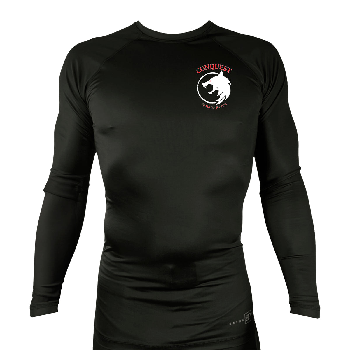 Conquest BJJ All Black Custom Rash Guards Long Sleeves #8082 A