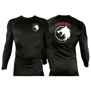 Conquest BJJ All Black Custom Rash Guards Long Sleeves #8082 A