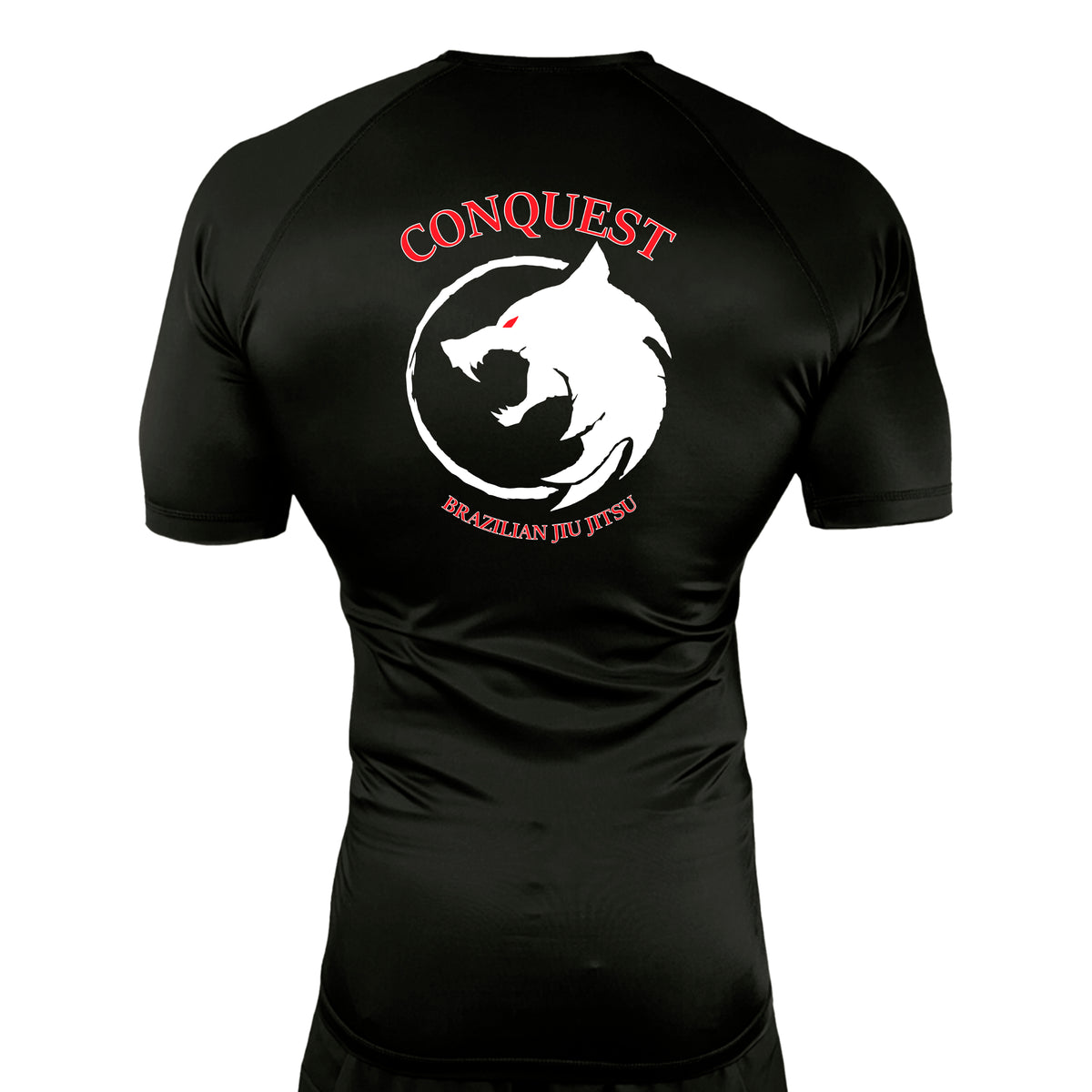 Conquest BJJ All Black Custom Rash Guards Short Sleeves #8082 A