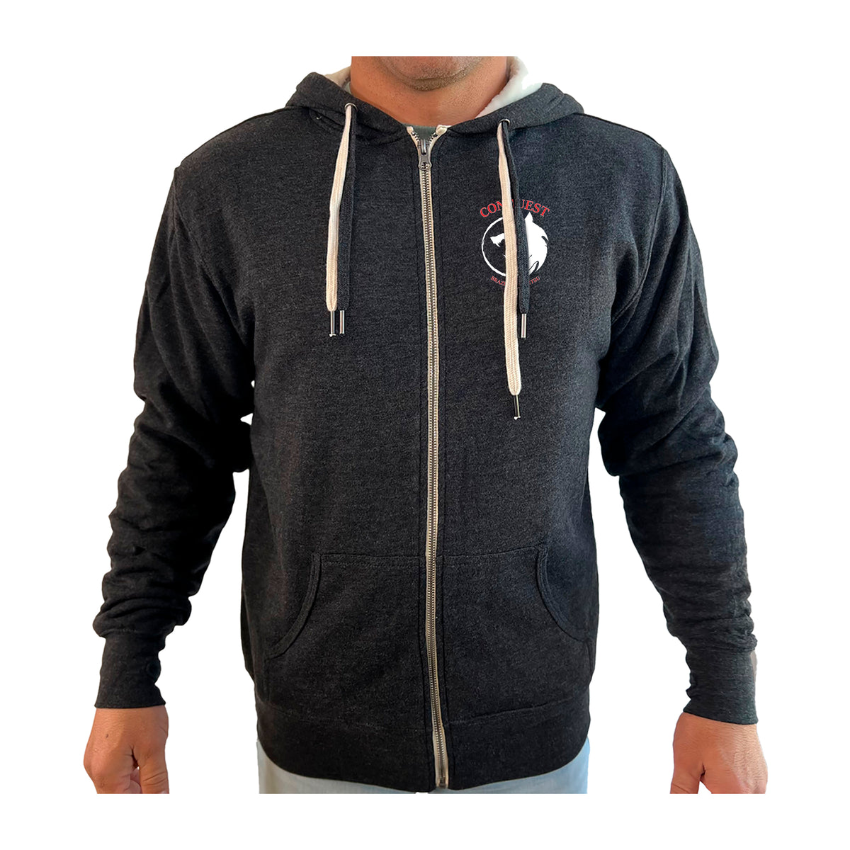 Conquest BJJ Academy Sherpa Lined Zip-Up Hoodie #8082 A