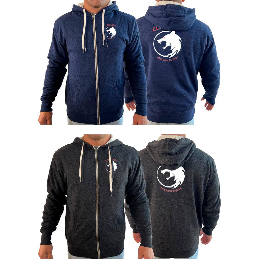 Conquest BJJ Academy Sherpa Lined Zip-Up Hoodie #8082 A