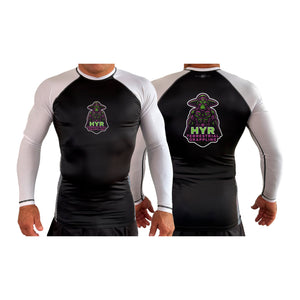 HYR Terrestrial Grappling All Black Ranked Long Sleeve Rash Guards #8083 A