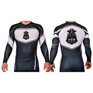 HYR Terrestrial Grappling Academy Rash Guards Black/White #8083 C (Alternate)
