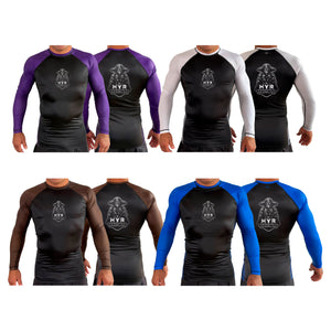 HYR Terrestrial Grappling All Black Ranked Long Sleeve Rash Guards #8083 C (Alternate)