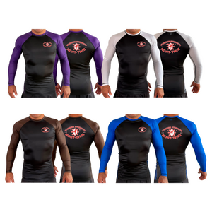 Warrior Strength Martial Arts All Black Ranked Long Sleeve Rash Guards #8084 K