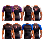 Warrior Strength Martial Arts All Black Ranked Short Sleeve Rash Guards #8084 K