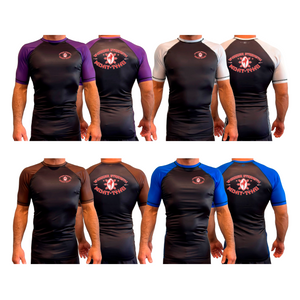 Warrior Strength Martial Arts All Black Ranked Short Sleeve Rash Guards #8084 K