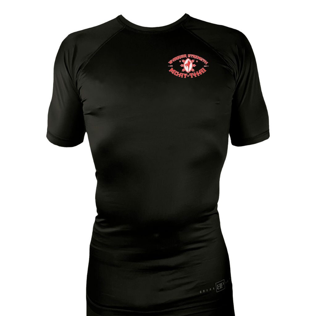 Warrior Strength Martial Arts All Black Custom Rash Guards Short Sleeves #8084 K