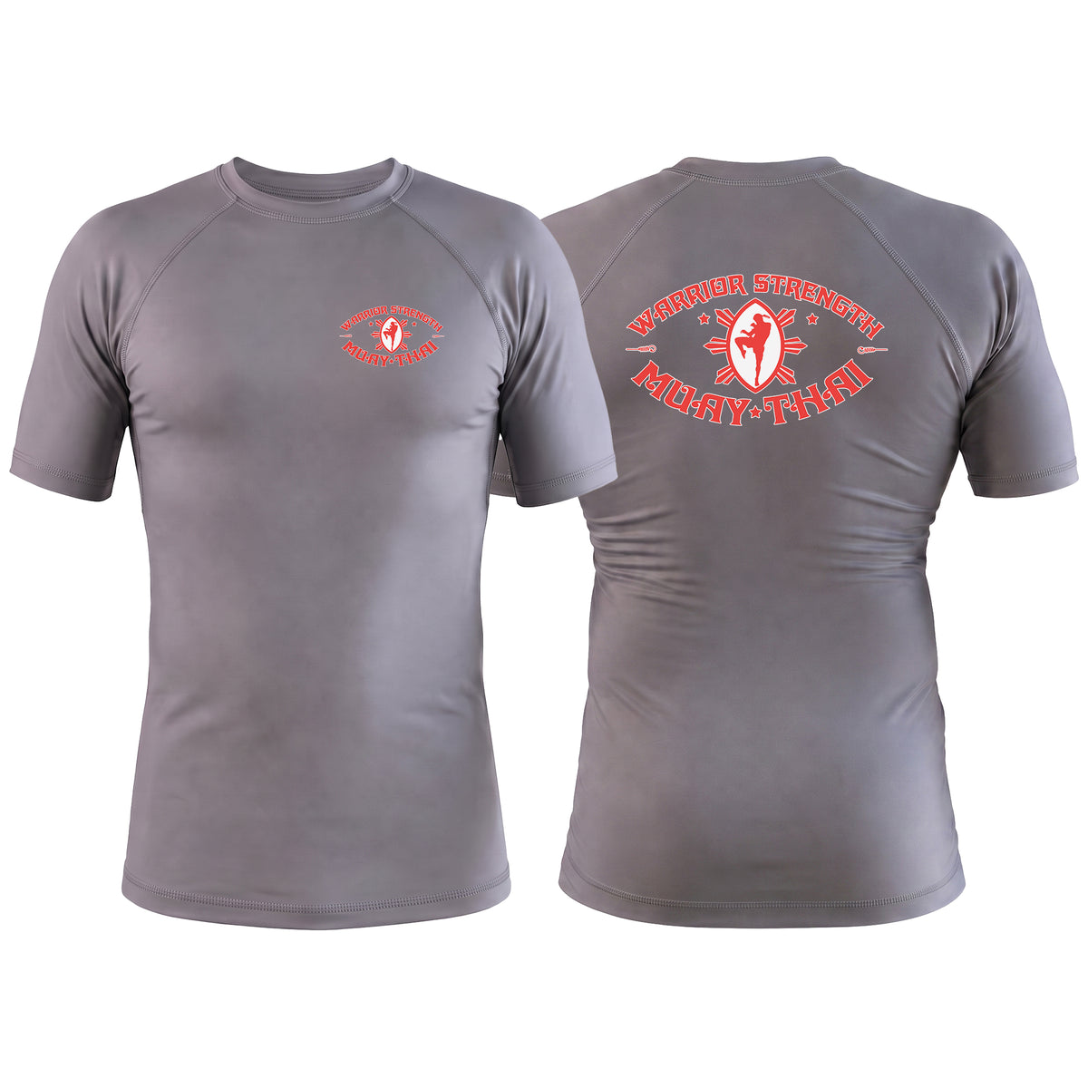 Warrior Strength Martial Arts Gray Custom Rash Guards Short Sleeve #8084 K