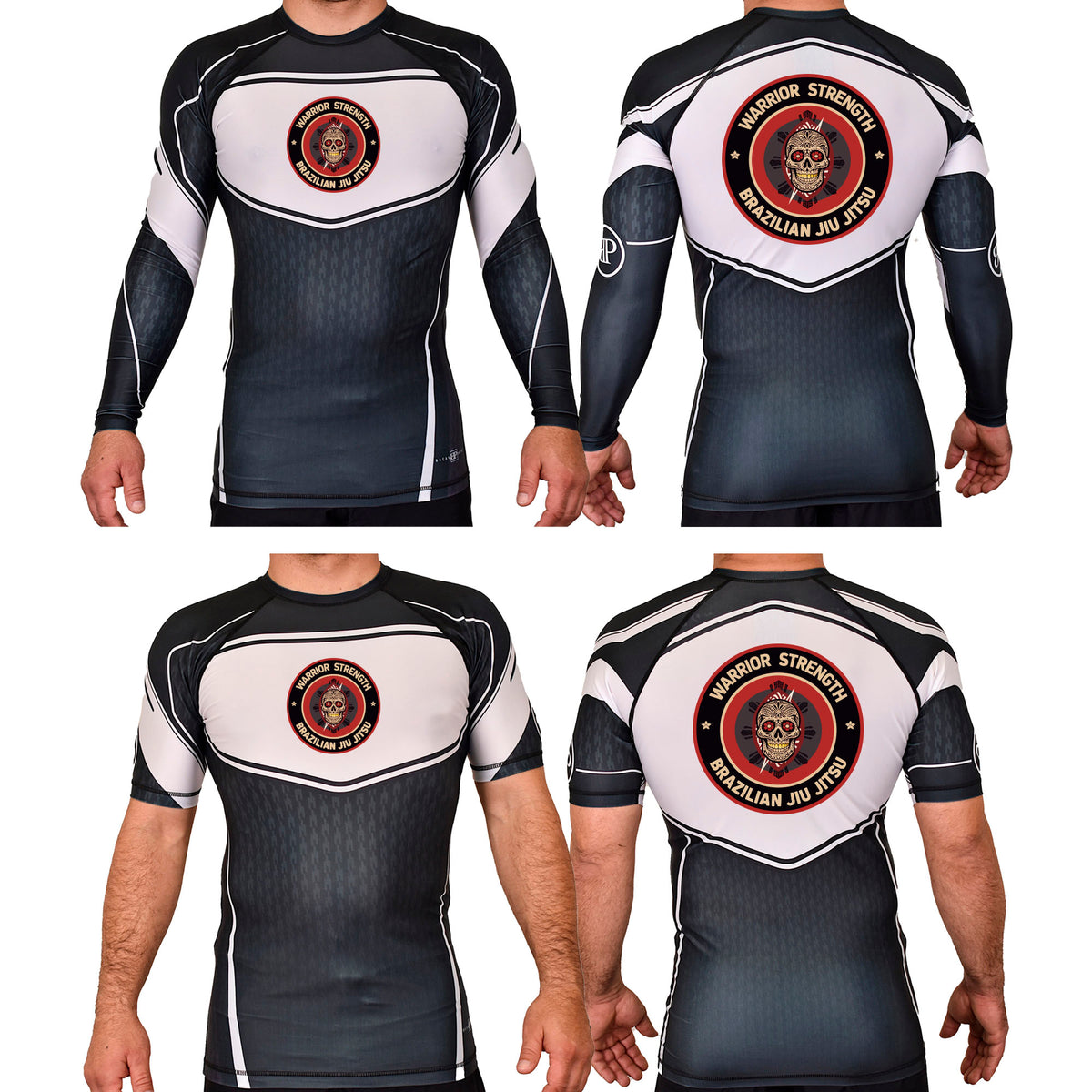 Warrior Strength Martial Arts Academy Rash Guards Black/White #8084 M