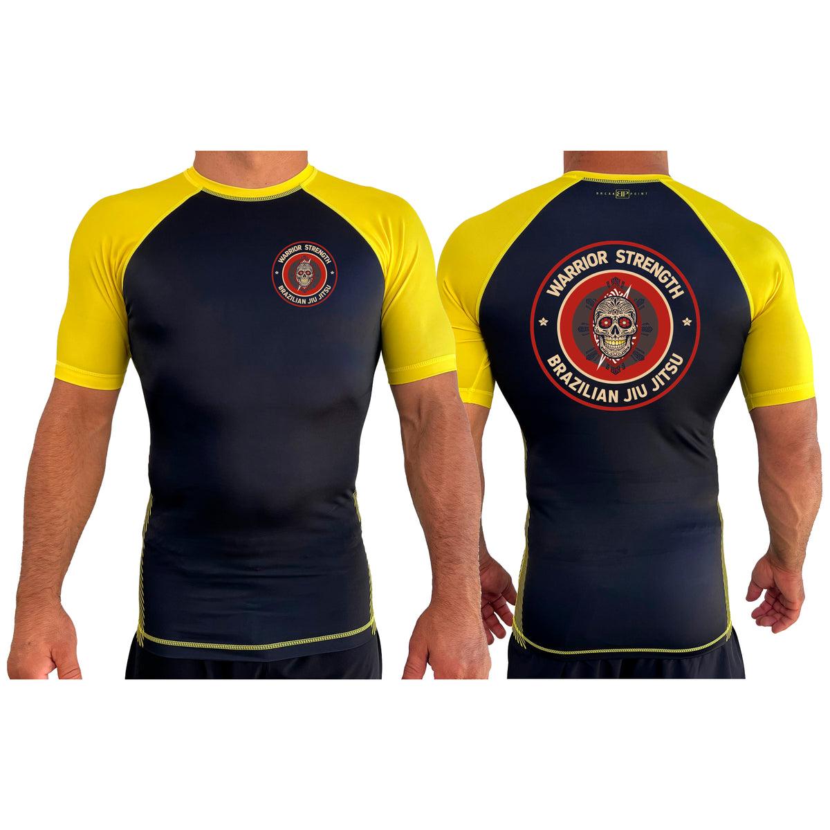Warrior Strength Martial Arts All Black Ranked Short Sleeve Rash Guards #8084 M