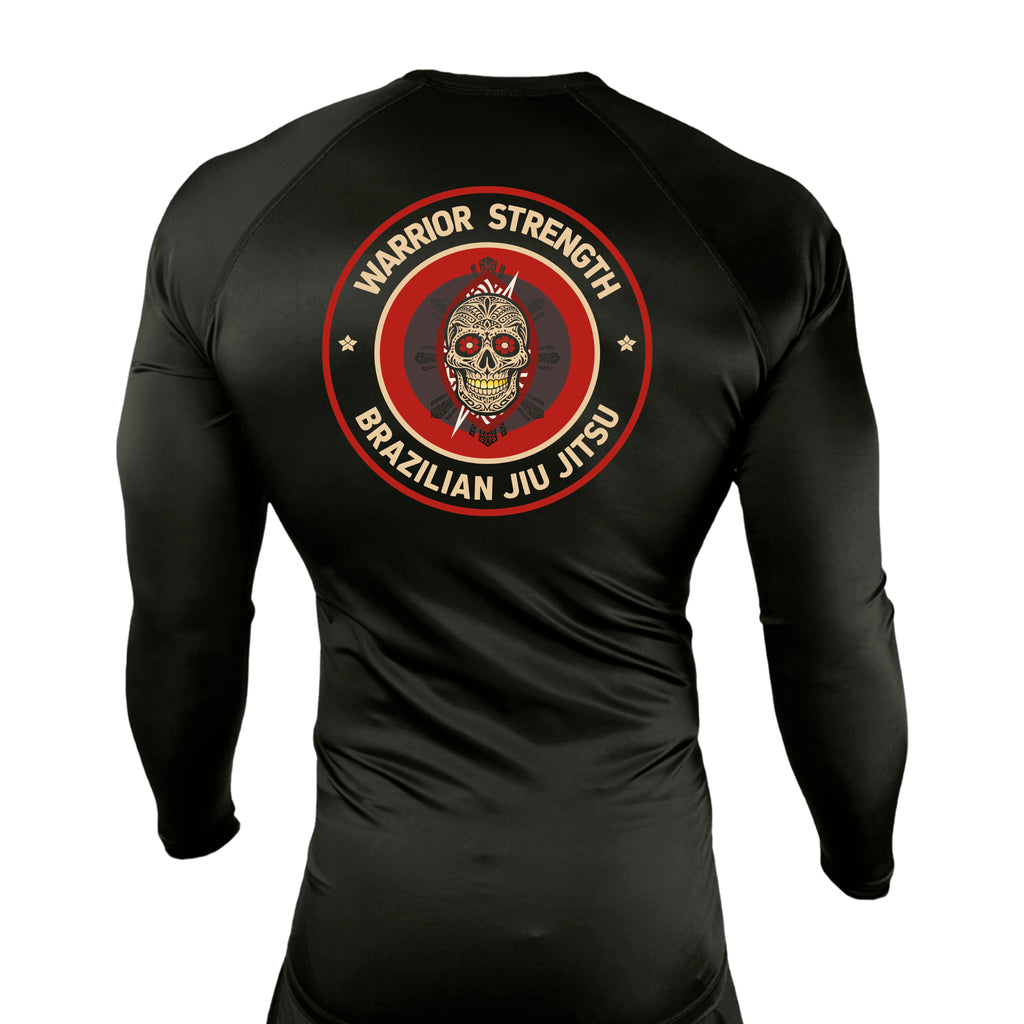 Warrior Strength Martial Arts All Black Custom Rash Guards Long Sleeves #8084 M