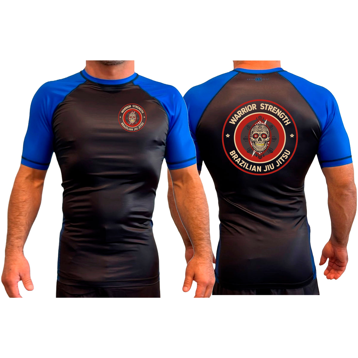 Warrior Strength Martial Arts All Black Ranked Short Sleeve Rash Guards #8084 M