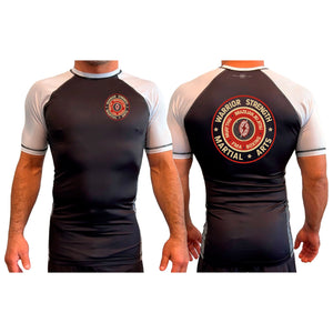 Warrior Strength Martial Arts All Black Ranked Short Sleeve Rash Guards #8084 N