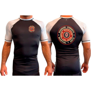 Warrior Strength Martial Arts All Black Ranked Short Sleeve Rash Guards #8084 N