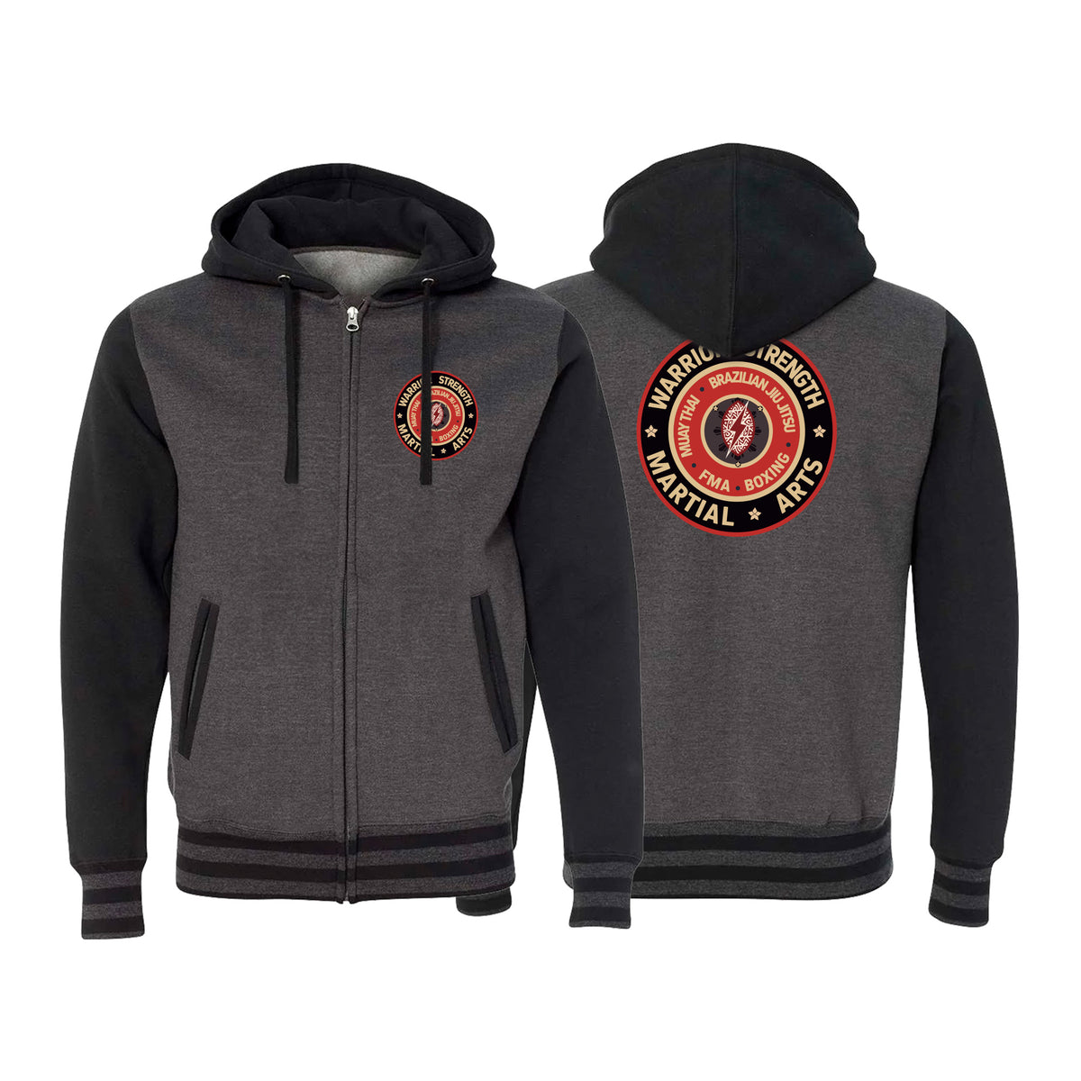 Warrior Strength Martial Arts Academy Varsity Zip-Up Hoodies #8084 N