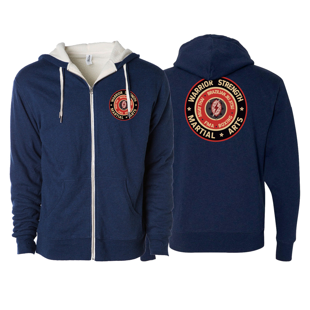 Warrior Strength Martial Arts Academy Sherpa Lined Zip-Up Hoodie #8084 N