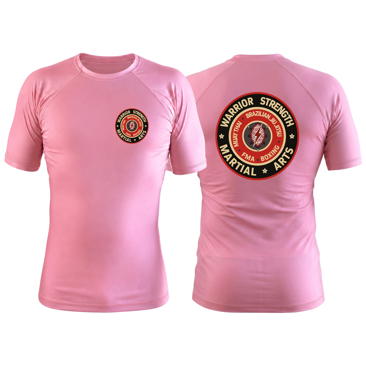 Warrior Strength Martial Arts Pink Custom Rash Guards Short Sleeve #8084 N