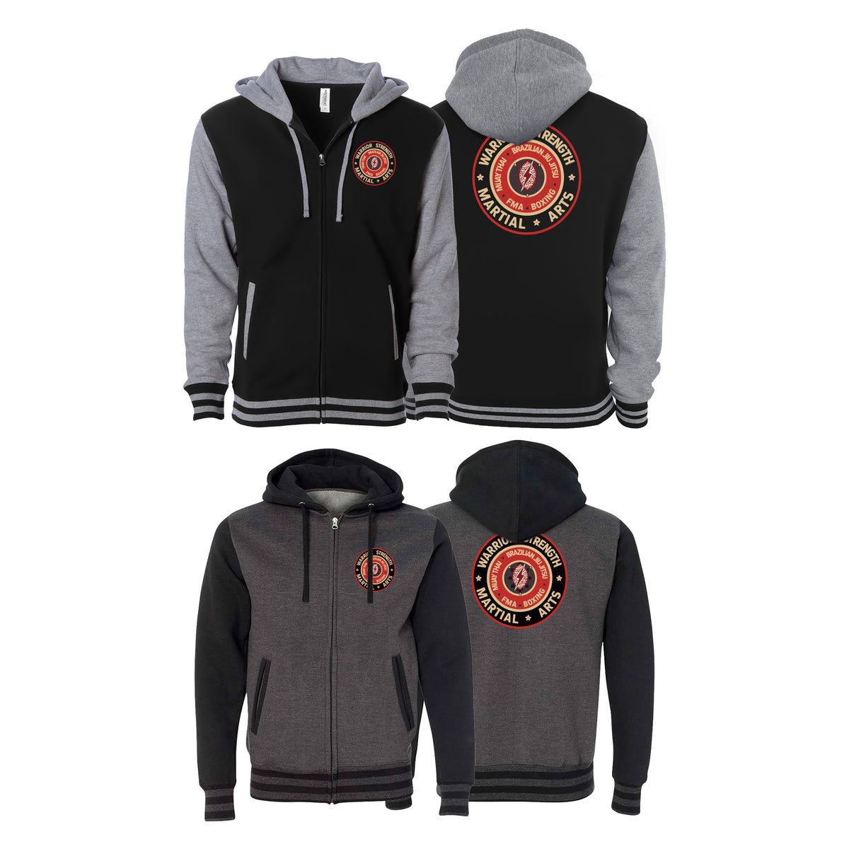 Warrior Strength Martial Arts Academy Varsity Zip-Up Hoodies #8084 N