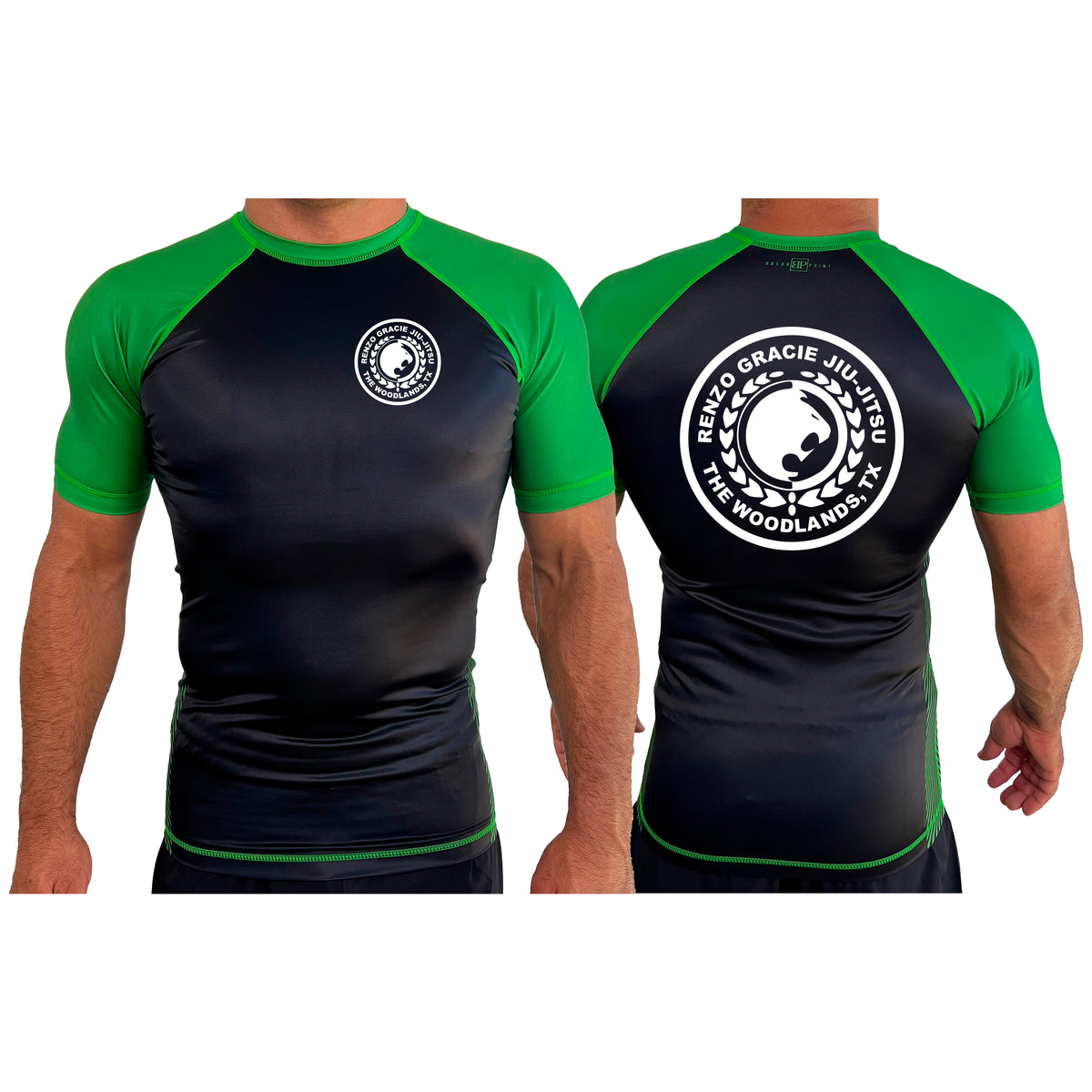 Renzo Gracie The Woodlands All Black Ranked Short Sleeve Rash Guards #8085 A