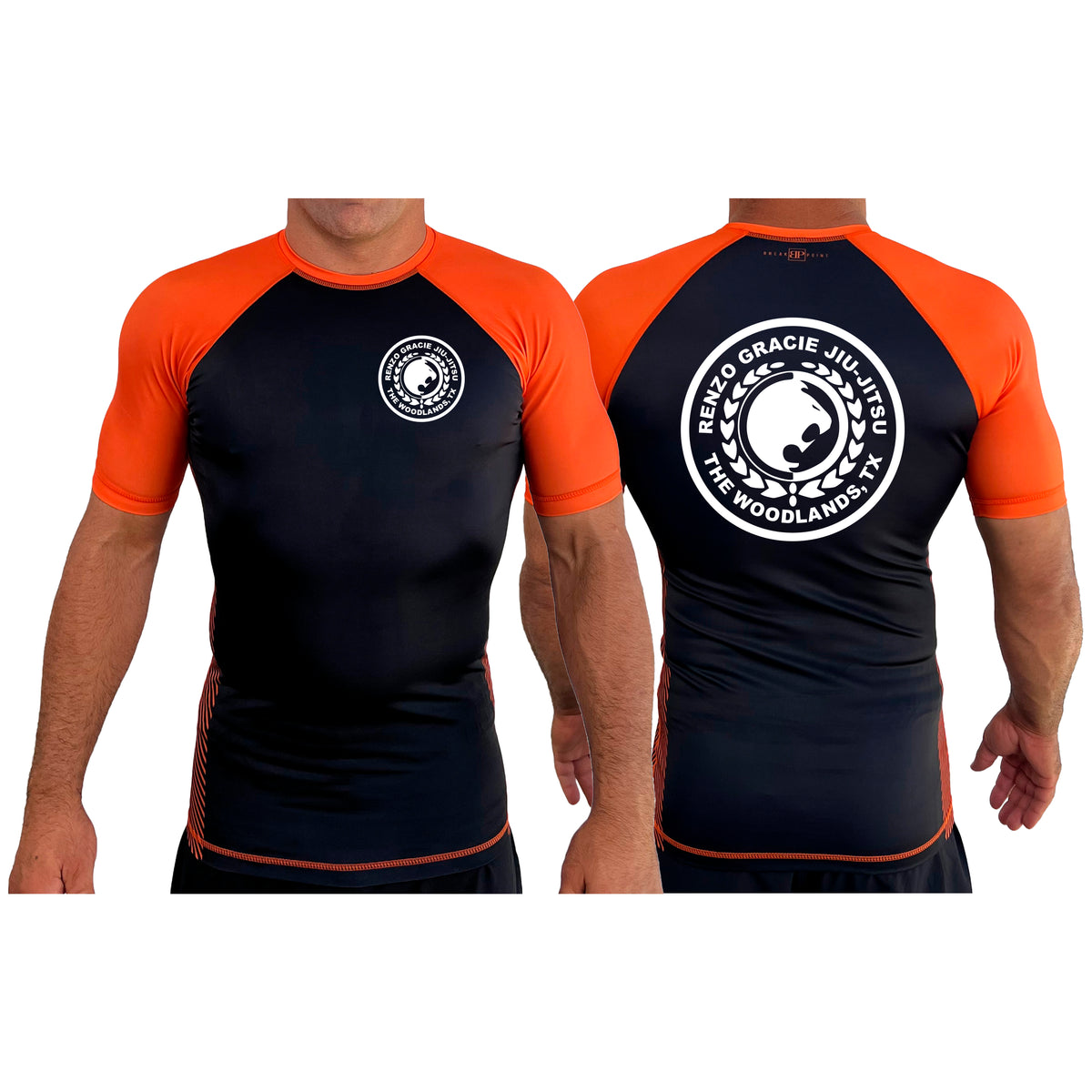 Renzo Gracie The Woodlands All Black Ranked Short Sleeve Rash Guards #8085 A