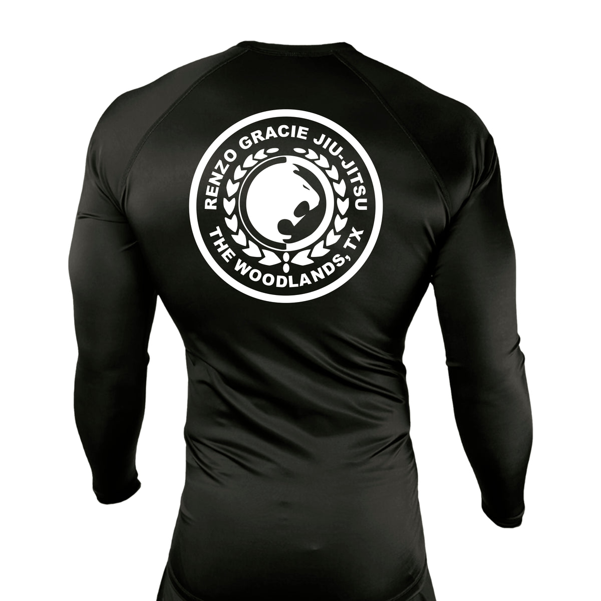 Renzo Gracie The Woodlands All Black Custom Rash Guards Long Sleeves #8085 A