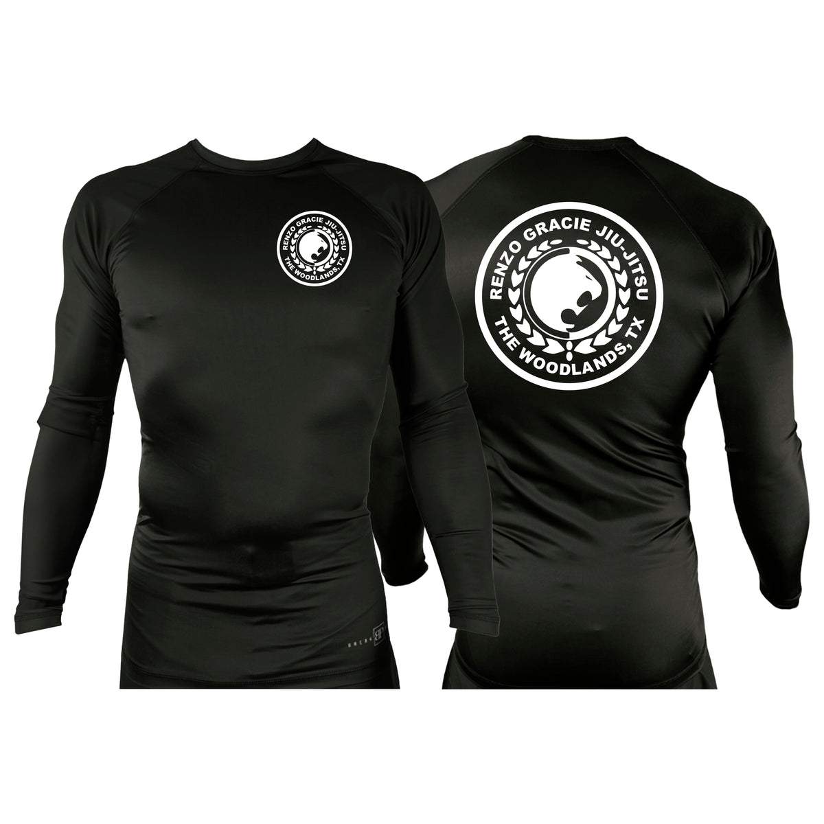 Renzo Gracie The Woodlands All Black Custom Rash Guards Long Sleeves #8085 A