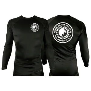 Renzo Gracie The Woodlands All Black Custom Rash Guards Long Sleeves #8085 A
