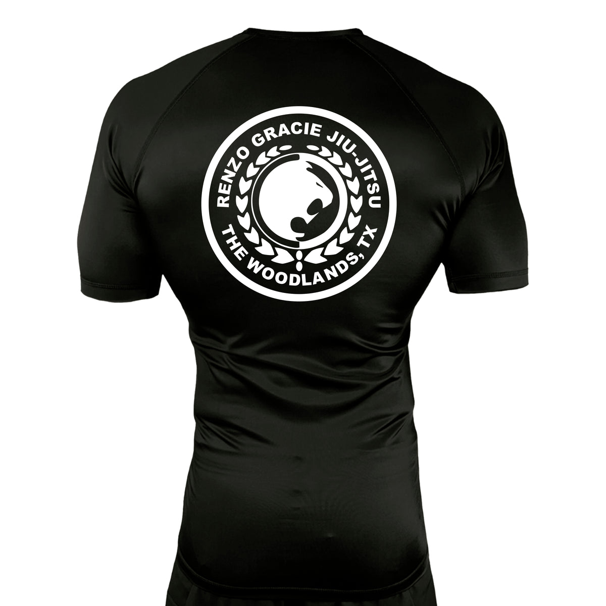 Renzo Gracie The Woodlands All Black Custom Rash Guards Short Sleeves #8085 A