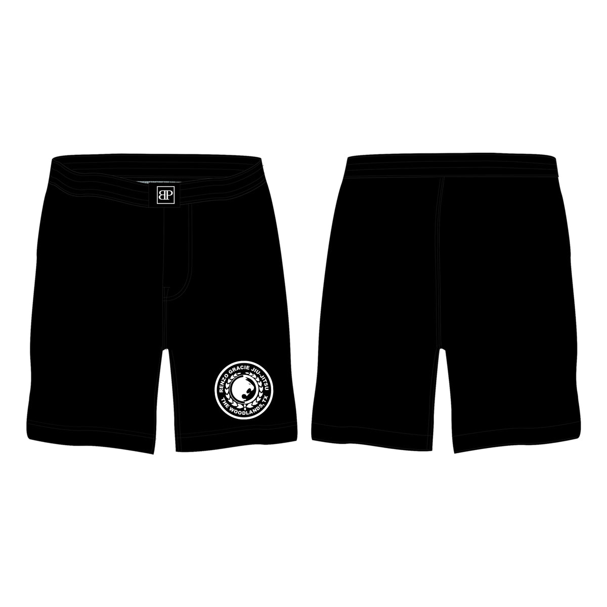 Renzo Gracie The Woodlands All Black Custom Shorts #8085 A