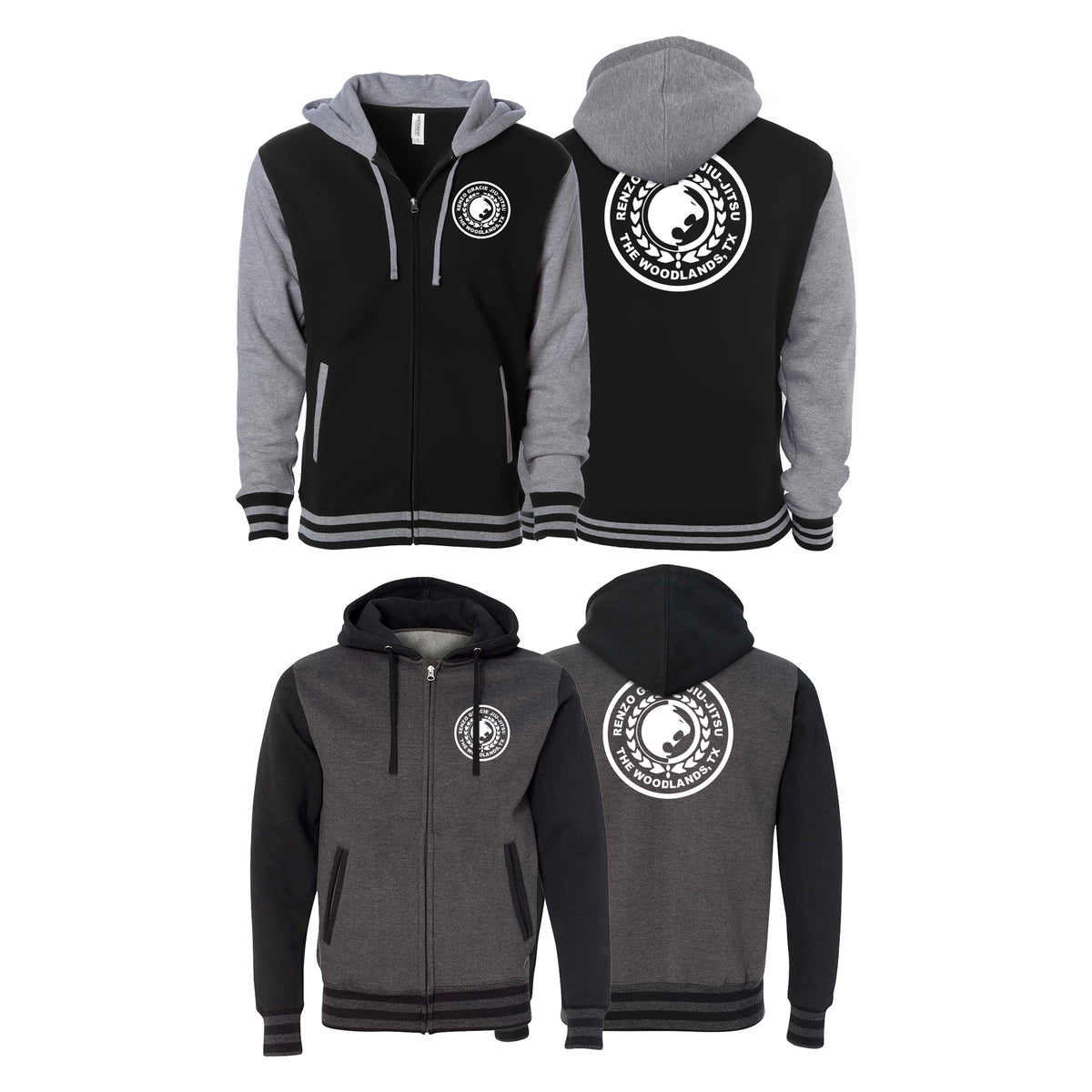 Renzo Gracie The Woodlands Academy Varsity Zip-Up Hoodies #8085 A