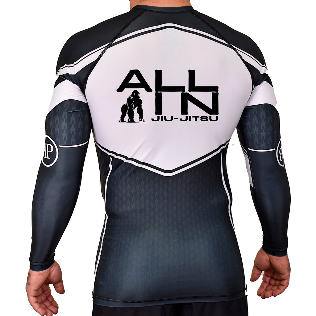 ALL IN Jiu Jitsu Academy Rash Guards Black/White #8086 A