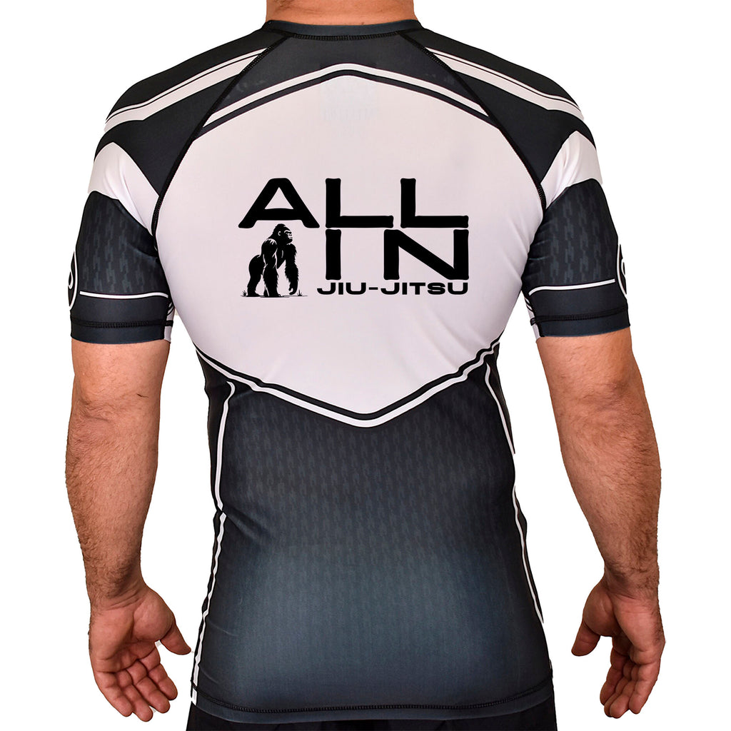 ALL IN Jiu Jitsu Academy Rash Guards Black/White #8086 A