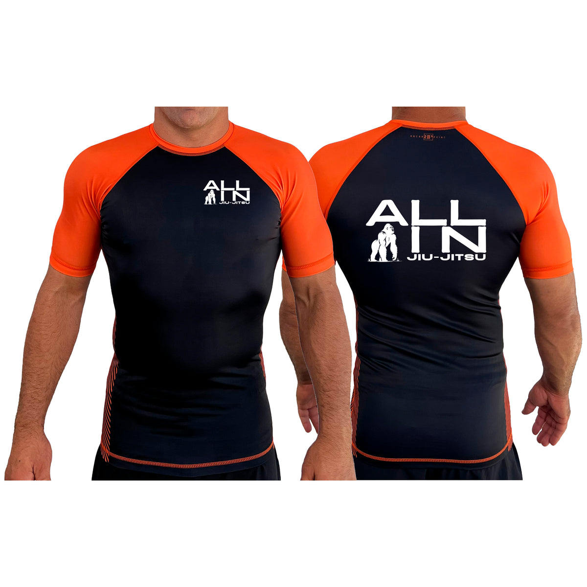 ALL IN Jiu Jitsu All Black Ranked Short Sleeve Rash Guards #8086 A