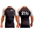 ALL IN Jiu Jitsu All Black Ranked Short Sleeve Rash Guards #8086 A